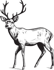 Rustic Reindeer Joy Vintage Christmas Vector Logo Emblem Classic Reindeer Nostalgia Christmas Vector Logo Icon