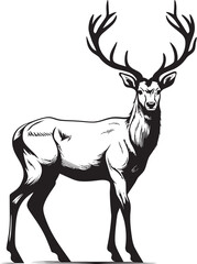 Retro Reindeer Elegance Vintage Christmas Vector Logo Design Old fashioned Reindeer Festivity Christmas Vector Logo Emblem