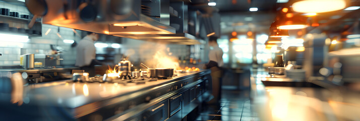Defocused Professional Photography of a Restaurant Kitchen, Kitchen Symphony in Defocus:...