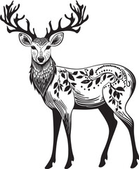 Timeless Reindeer Whimsy Vintage Christmas Vector Logo Emblem Festive Reindeer Charm Retro Holiday Vector Logo Icon