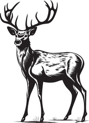 Classic Reindeer Nostalgia Christmas Vector Logo Design Vintage Reindeer Wonderment Retro Christmas Vector Logo Emblem