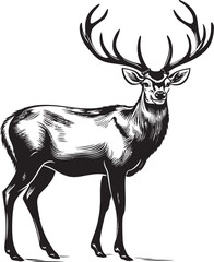 Timeless Christmas Reindeer Vintage Vector Logo Icon Festive Reindeer Whimsy Vintage Christmas Vector Logo Illustration