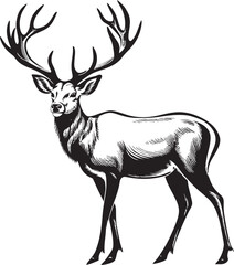 Nostalgic Reindeer Cheer Vintage Christmas Reindeer Vector Logo Emblem Vintage Reindeer Festive Spirit Retro Christmas Reindeer Vector Icon