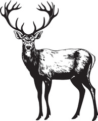 Old fashioned Reindeer Festivity Vintage Christmas Reindeer Vector Design Icon Nostalgic Reindeer Magic Retro Christmas Reindeer Vector Symbol