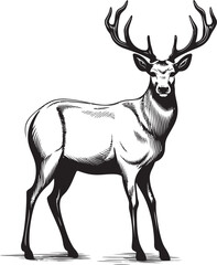 Rustic Reindeer Joy Vintage Christmas Reindeer Vector Illustration Classic Reindeer Nostalgia Vintage Christmas Reindeer Vector Design Icon