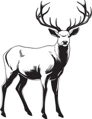 Vintage Reindeer Magic Christmas Vector Logo Icon Antique Reindeer Enchantment Vintage Christmas Vector Logo Emblem