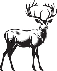 Antique Reindeer Enchantment Vintage Christmas Vector Logo Emblem Timeless Reindeer Festivities Vintage Christmas Vector Logo Illustration