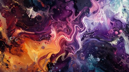 A colorful swirl of paint with a purple and orange hue