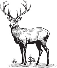 Timeless Reindeer Whimsy Vintage Christmas Vector Logo Design Icon Festive Reindeer Charm Vintage Christmas Vector Logo Symbol