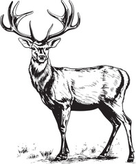 Antique Reindeer Radiance Vintage Christmas Vector Logo Illustration Timeless Reindeer Whimsy Vintage Christmas Vector Logo Design Icon