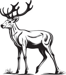 Rustic Reindeer Joy Vintage Christmas Vector Logo Icon Classic Reindeer Nostalgia Vintage Christmas Vector Logo Emblem