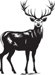 Rustic Reindeer Joy Vintage Christmas Vector Logo Icon Classic Reindeer Nostalgia Vintage Christmas Vector Logo Emblem