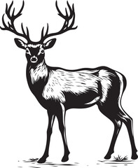 Whimsical Reindeer Wonder Vintage Christmas Vector Logo Design Rustic Holiday Cheer Vintage Reindeer Vector Logo Illustration