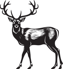 Classic Reindeer Nostalgia Vintage Christmas Vector Logo Emblem Vintage Reindeer Wonderment Christmas Vector Logo Illustration