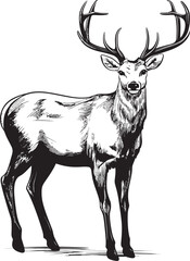 Old fashioned Reindeer Festivity Vintage Christmas Vector Logo Symbol Nostalgic Reindeer Magic Vintage Christmas Vector Logo Icon