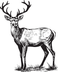 Nostalgic Reindeer Festivity Vintage Christmas Vector Logo Concept Vintage Reindeer Wonder Retro Christmas Vector Logo Illustration