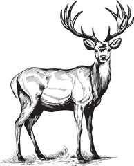 Timeless Reindeer Festivities Vintage Christmas Vector Logo Illustration Festive Reindeer Nostalgia Classic Christmas Vector Logo Design