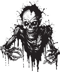 Rotgut Revival Zombie Holding Whiskey Bottle Vector Icon Zombie Bourbon Bliss Whiskey Bottle Vector Logo with Undead Twist