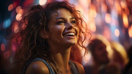 Close-up of joyful faces in music festival crowd expressions of euphoria