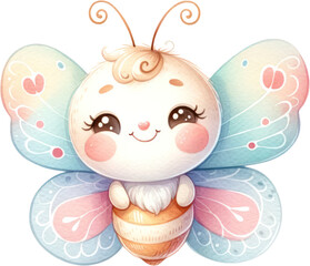 a watercolor cute baby butterfly clipart.