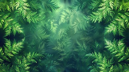 An elaborate tapestry of green, where fractal geometry harmonizes with botanical shapes, creating a mesmerizing emerald vista. - obrazy, fototapety, plakaty