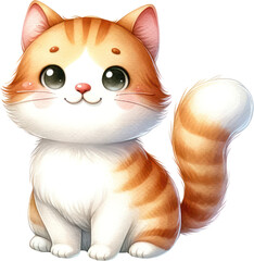 a watercolor cute baby cat clipart.