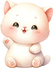 a watercolor cute baby cat clipart.