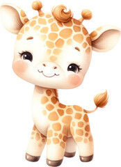 a watercolor cute baby giraffe clipart.