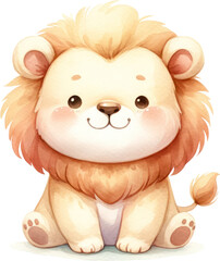 a watercolor cute baby lion clipart.