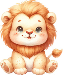 a watercolor cute baby lion clipart.