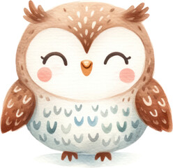 a watercolor cute baby owl clipart.