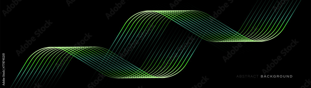 Aufkleber abstract background with green color glowing geometric wavy spiral lines particle. modern minimal tr