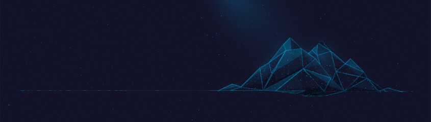 Blue mountain. Low polygonal, wireframe, and mesh illustration