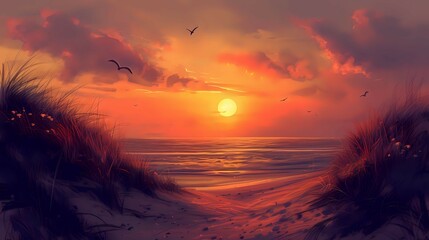 Beachside Twilight Memories Painting./n