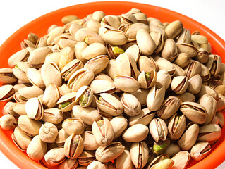 A close-up of  pistachios