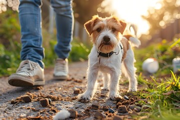 Joyful Dog Companion Exploring Outdoor Nature Trail on Sunny Day