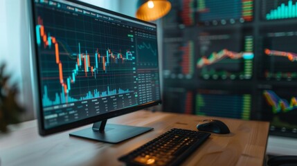 A computer screen displaying gold financial charts and performance indicators