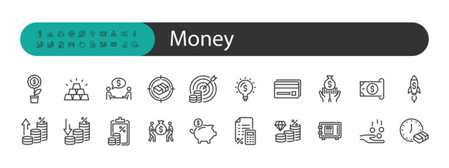 set of money icons, finance, earning