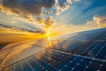 Rows of Solar Panels Capturing Sunlight to Power Homes and Businesses with Clean and Renewable Energy