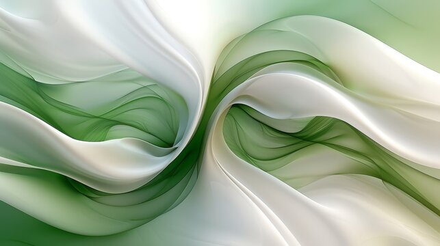   A wavy green-and-white pattern on a white-green background with a white-green swirl, computer-generated image