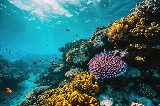 A vibrant underwater scene capturing the Great Barrier Reef in Australia --ar 3:2 --v 6 Job ID: 3072f505-ef47-4bb6-820f-5ef4c4f11665