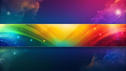 Colorful Rainbow Abstract Background with Bright Lines and Motion in Banner Design - obrazy, fototapety, plakaty