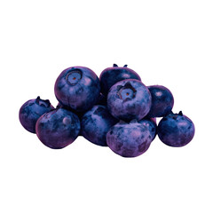 Close up of blueberries on Transparent Background