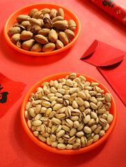 Nuts pistachios on the table top