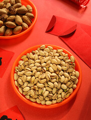 Nuts pistachios on the table top