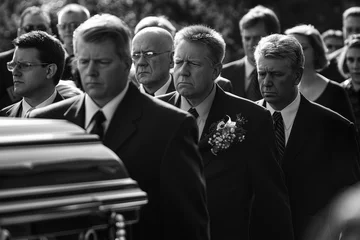 Foto op Canvas Solemn men dressed in suits participating in a somber funeral procession © ChaoticMind