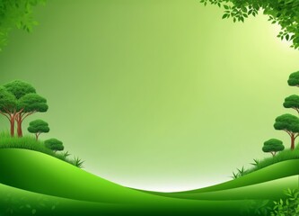 green background with leaves and trees