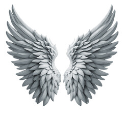 Fototapeta premium white colour angel wing front view isolated on transparent background