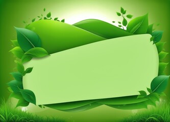 green background frame with leaves