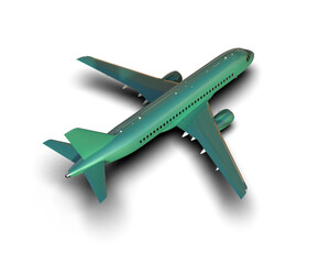 Airplane isolated on background. 3d rendering - illustration